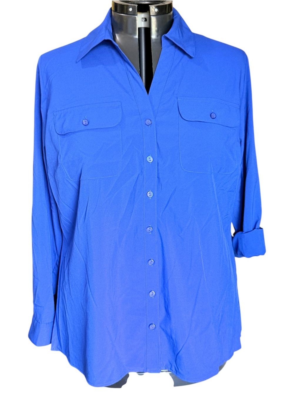 Kim Rogers Curvy blue button-down shirt NWT Women’s size 1X | b
